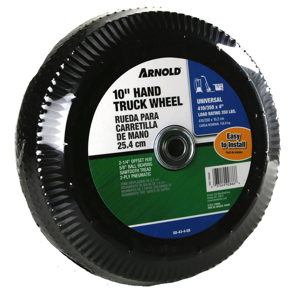 Arnold 10 in. Pneumatic Universal Hand Truck Wheel with 58 in. Ball Bering and Sawtooth Tread SO-43-4-58