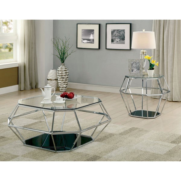 Furniture of America Nese Contemporary Chrome 26-inch 1-shelf Side Table