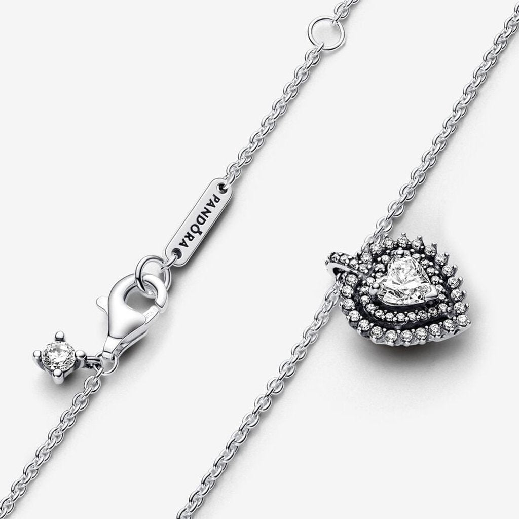 PANDORA  Sparkling Heart Halo Pendant Necklace - Sterling Silver