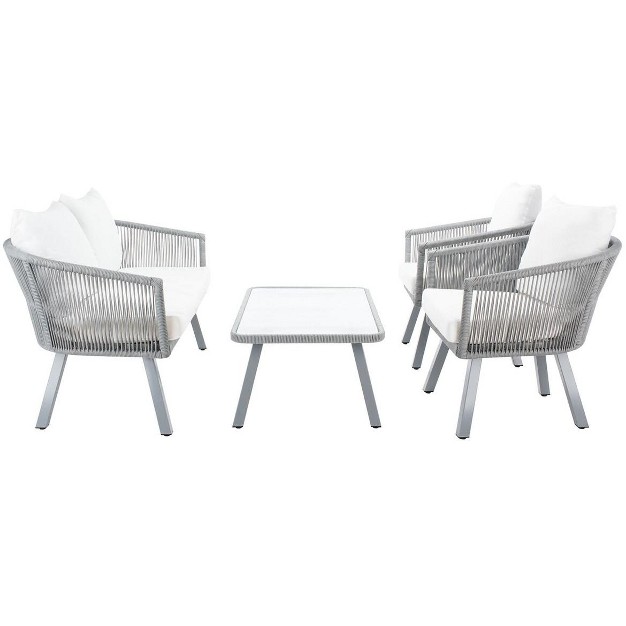 Belmi 4 Piece Rope Patio Outdoor Living Set Safavieh