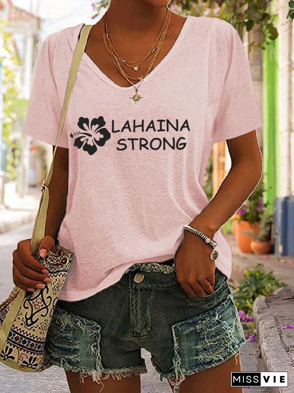 Women's Lahaina Strong Support Maui V-Neck T-Shirt