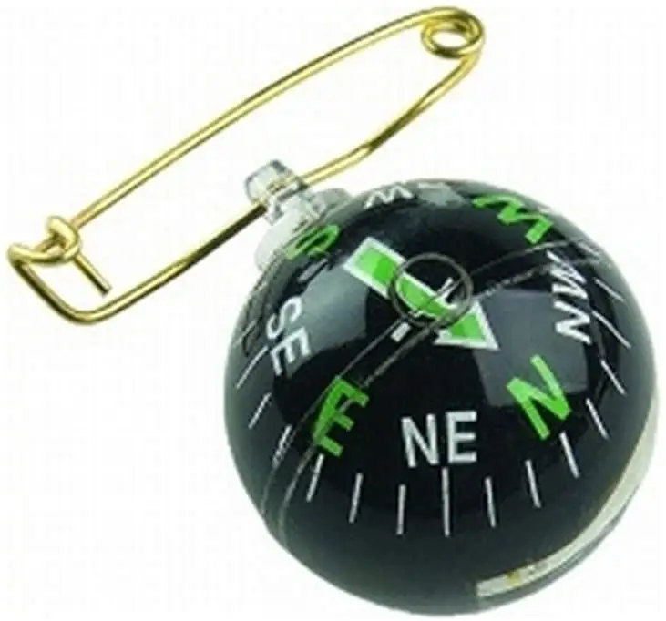 Liquid Filled Ball Compass with Pin for Camping Hiking Outdoor