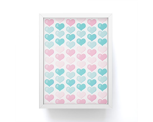 Avenie Pink And Blue Hearts Framed Mini Art Print Society6