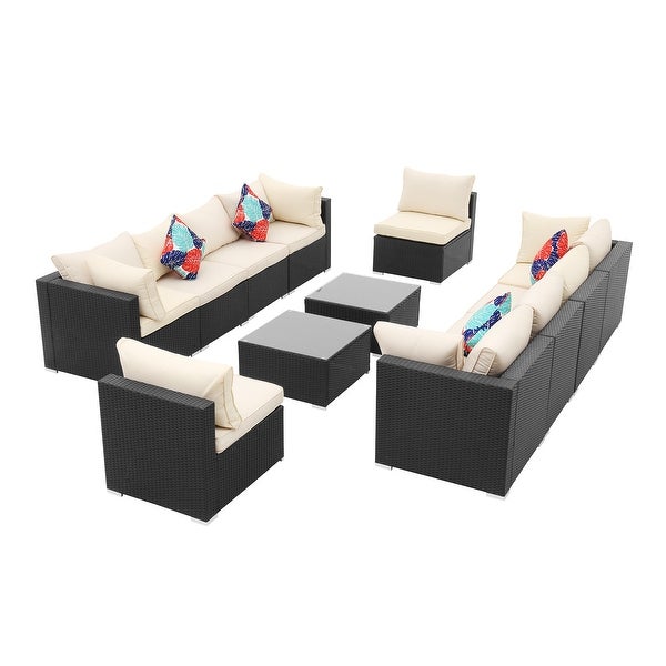 Zenova 12 Pcs Outdoor Patio Rattan Sofa Sectional Set - Overstock - 33151505