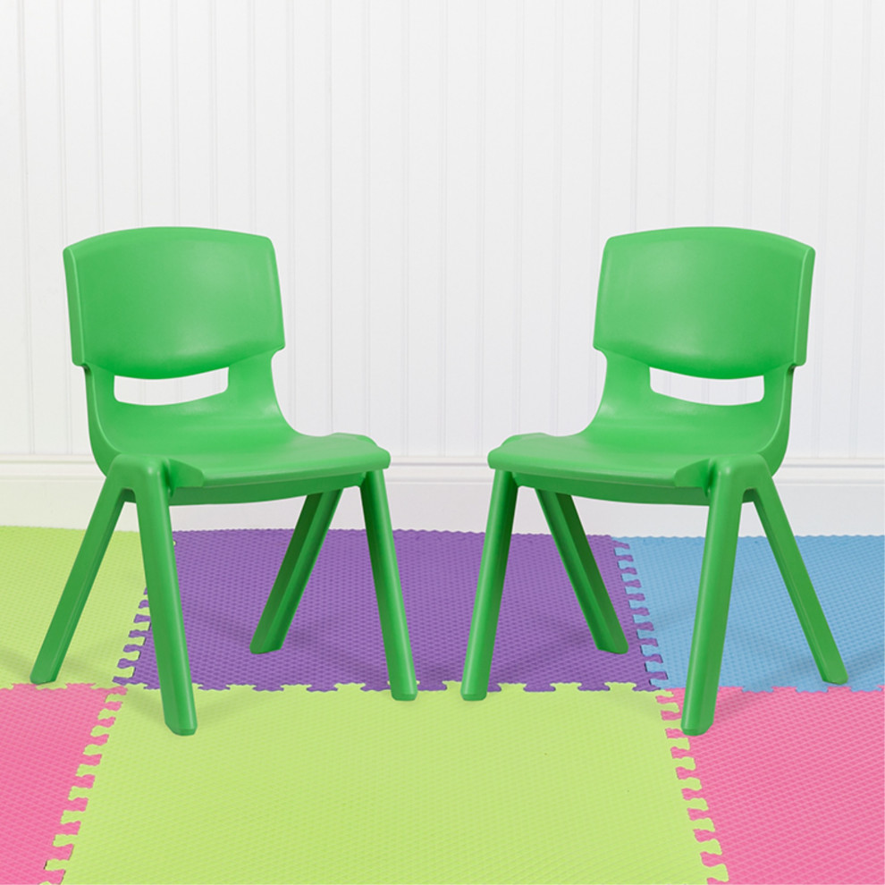 2 Pack Green Plastic Stackable School Chair with 15.5 quotSeat Height   Contemporary   Dining Chairs   by Pot Racks Plus  Houzz