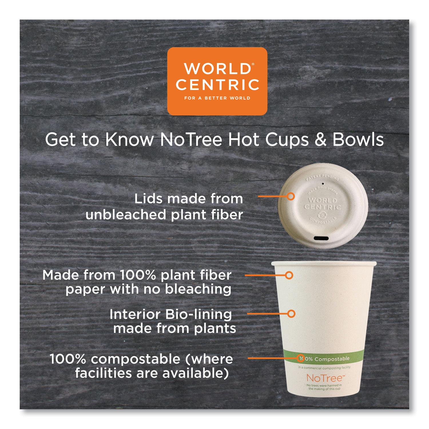 NoTree Paper Hot Cups by World Centricandreg; WORCUSU6