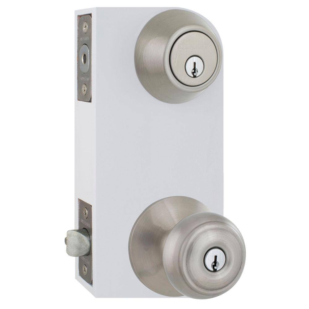 Defiant Hartford Satin Nickel Entry Knob and Single Cylinder Deadbolt Combo Pack BGX2L1B