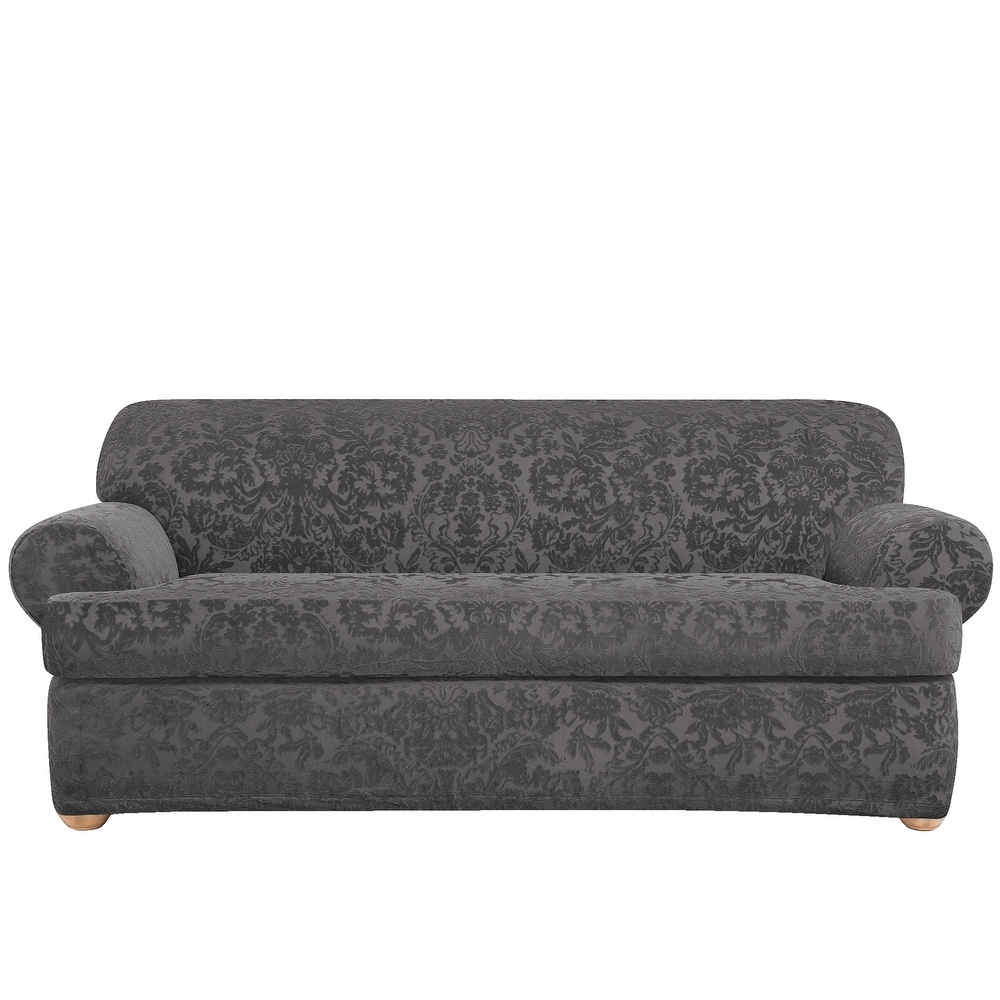 SureFit Stretch Jacquard Damask 2 Piece T Cushion Sofa Slipcover