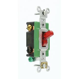 Leviton 30 Amp Industrial Grade Heavy Duty Double-Pole Pilot Light Toggle Switch Red 3032-PLR