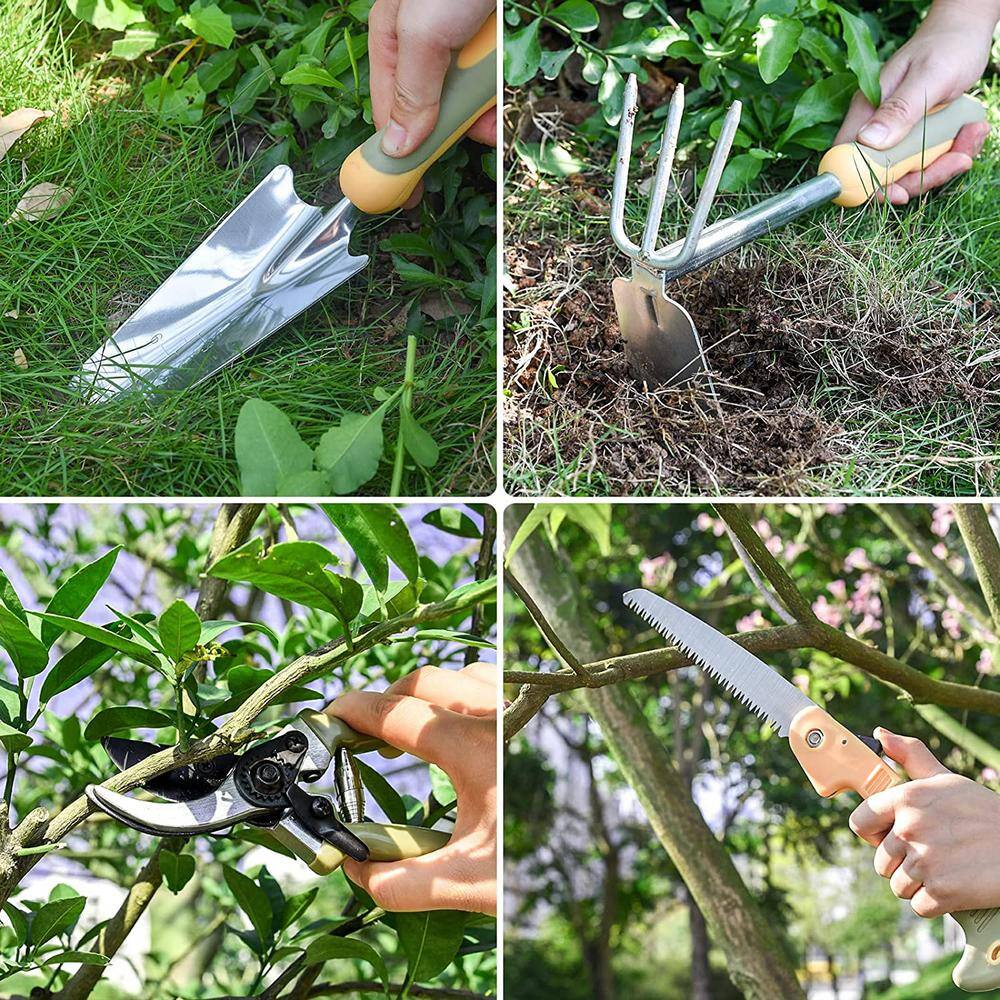 9-Piece Stainless Steel Heavy-Duty Gardening Tools with Non-Slip Ergonomic Handles Garden Tools Set B09NRKJYR8