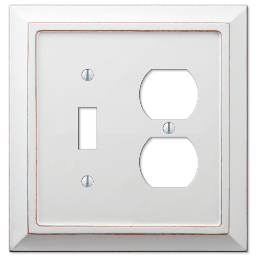 AMERELLE Savannah 2 Gang 1-Toggle and 1-Duplex Wood Wall Plate - White 4040TDDW