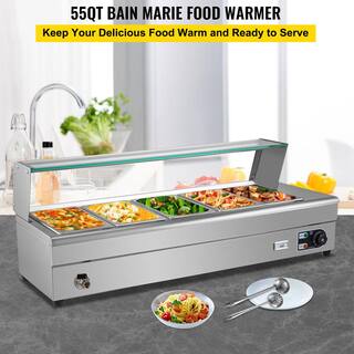 VEVOR Commercial Food Warmer 5 x 12 Pans 44 Qt. Electric Bain Marie with 6 in. Deep Pans Stainless Steel Steam Table1500Watt BLZBWTC5PB2500001V1