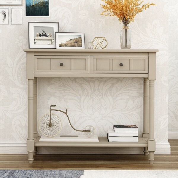 Nestfair Console Table with Drawers and Bottom Shelf