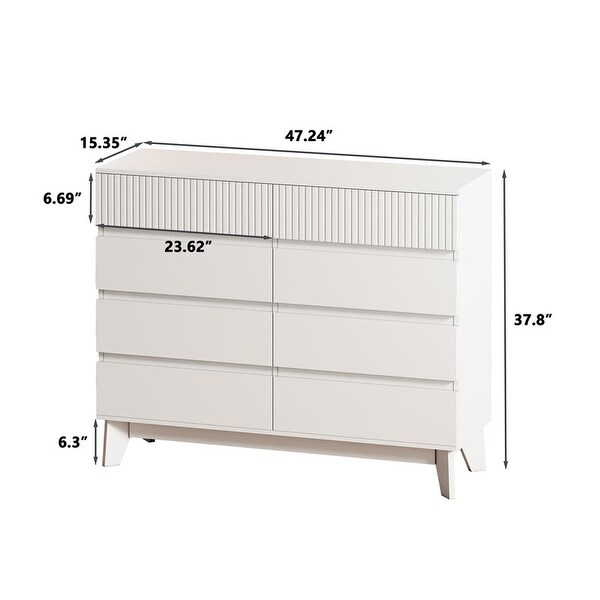 Simplicity Style 8-Drawer Dresser， Storage Cabinet with Decorative Finish， Lockers for Bedroom， Living Room， Dining Room - - 37952492