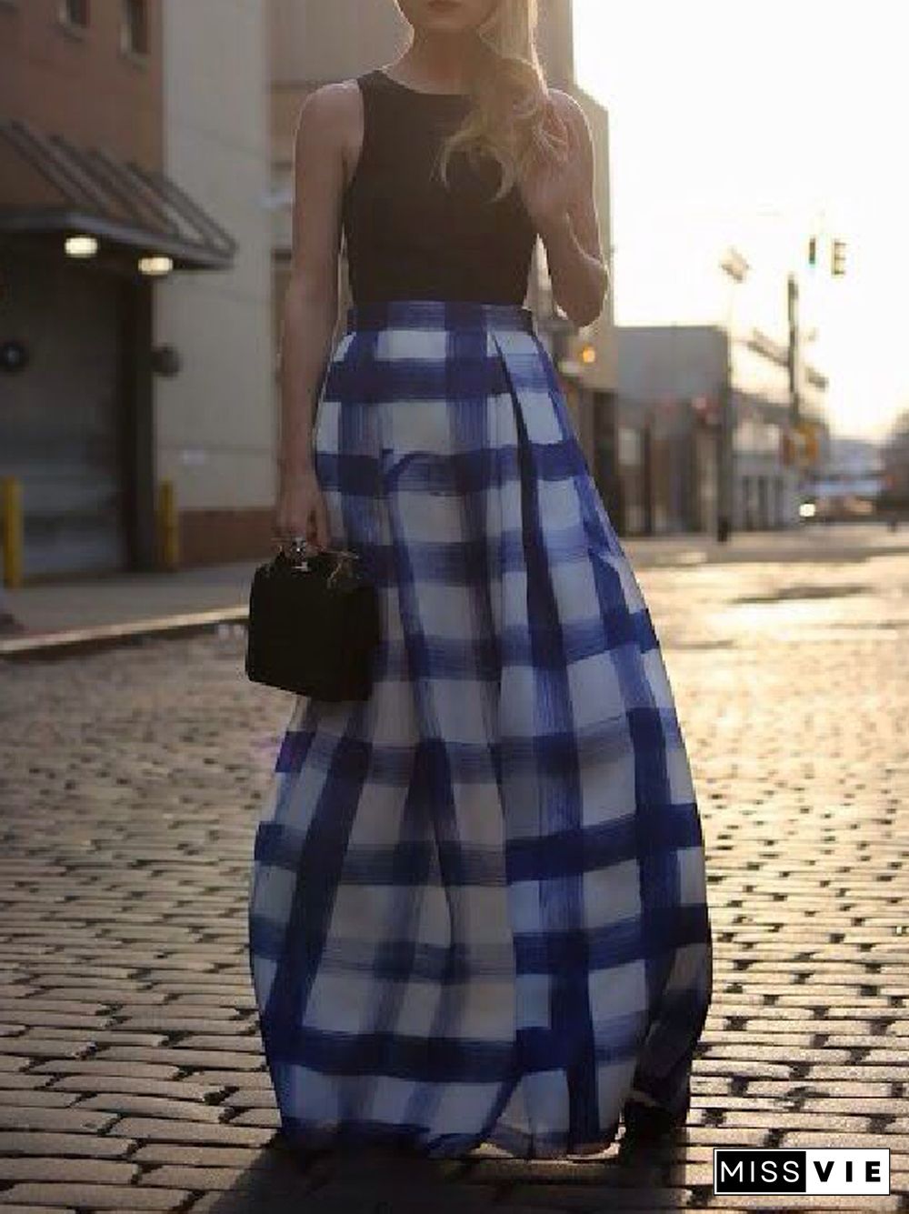 Loose Plaid Printed Skirts Bottoms