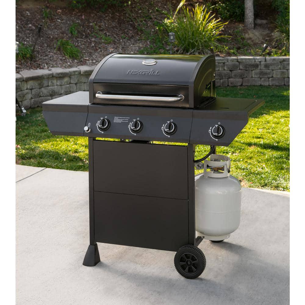 Nexgrill 3Burner Propane Gas Grill in Black with Side Burner