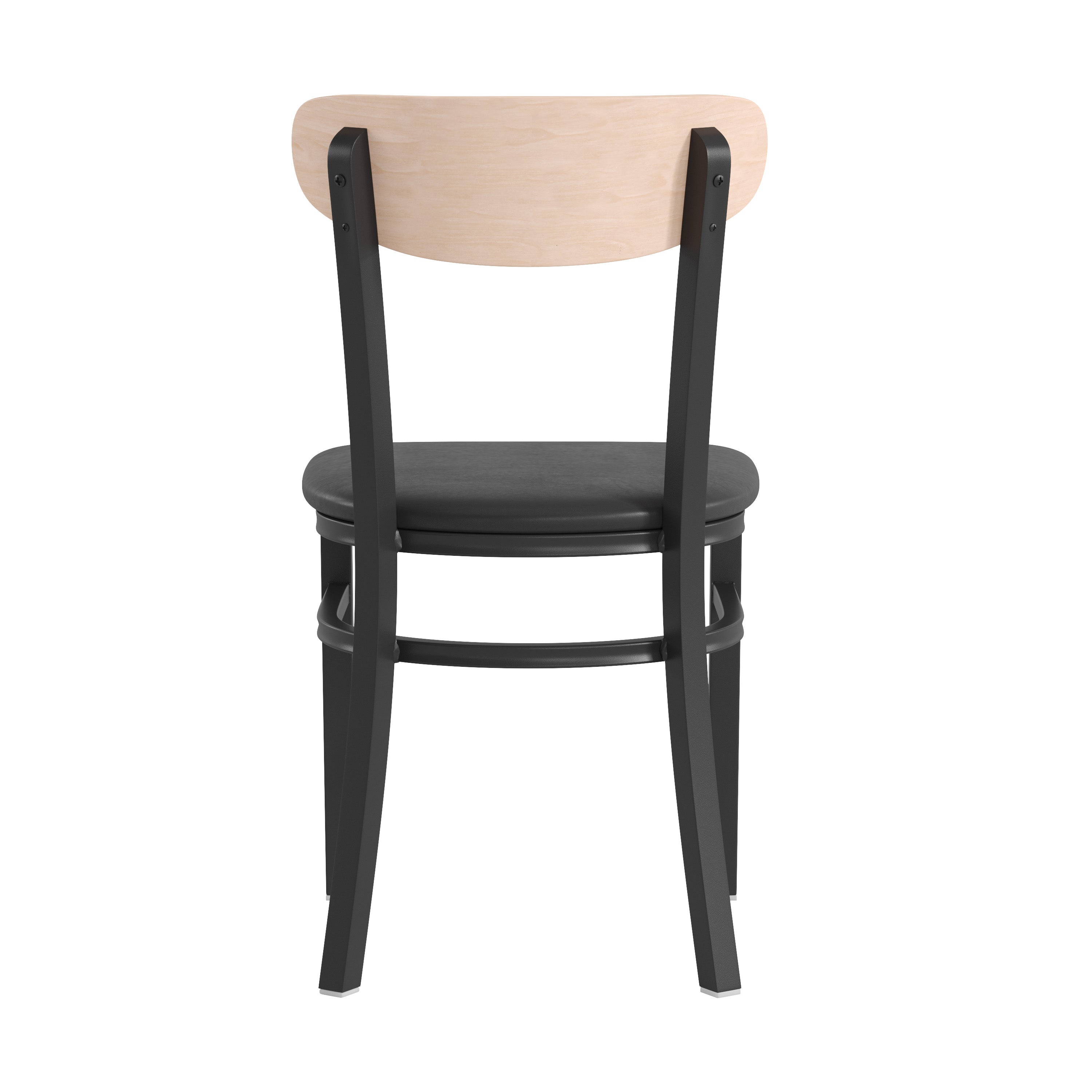 Flash Furniture Wright Metal/Wood Restaurant Chair， Set of 2， Natural Birch/Black