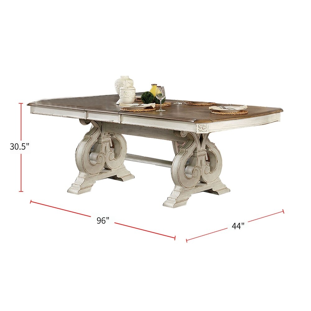 Wood Dining Table in Antique White   Antique White