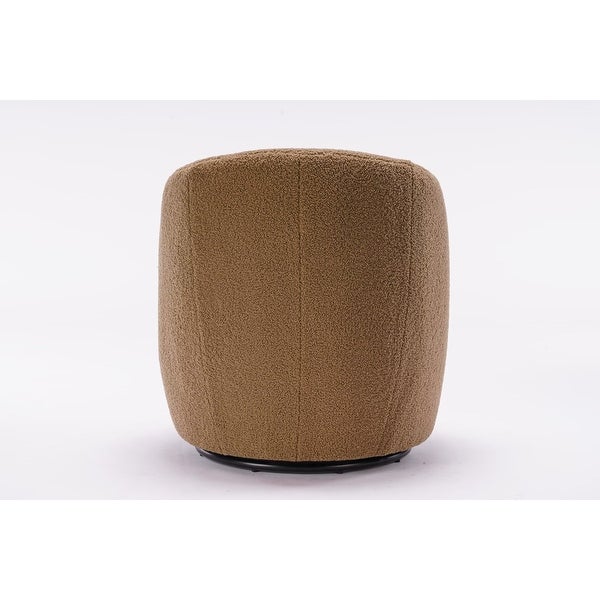 Soft Thicken Upholstered Fabric Swivel Accent Armchair Barrel Chair with Black Powder Coating Metal Ring