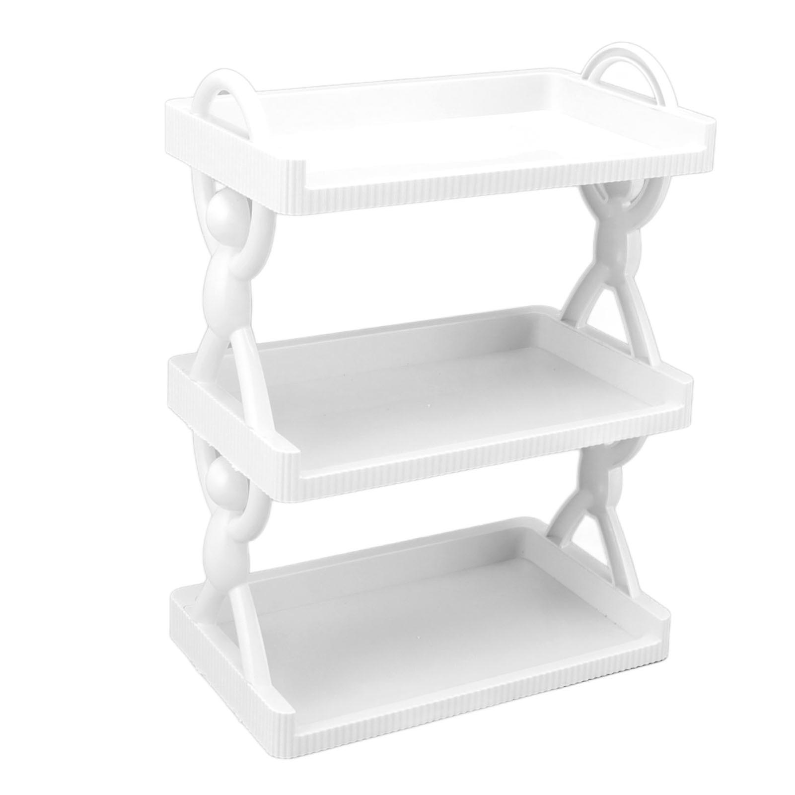 Wall Mounted Storage Shelf Multipurpose Innovative Simple Style Multi Layer Wall Storage Rack for Bathroom Kitchen White 3 Layers