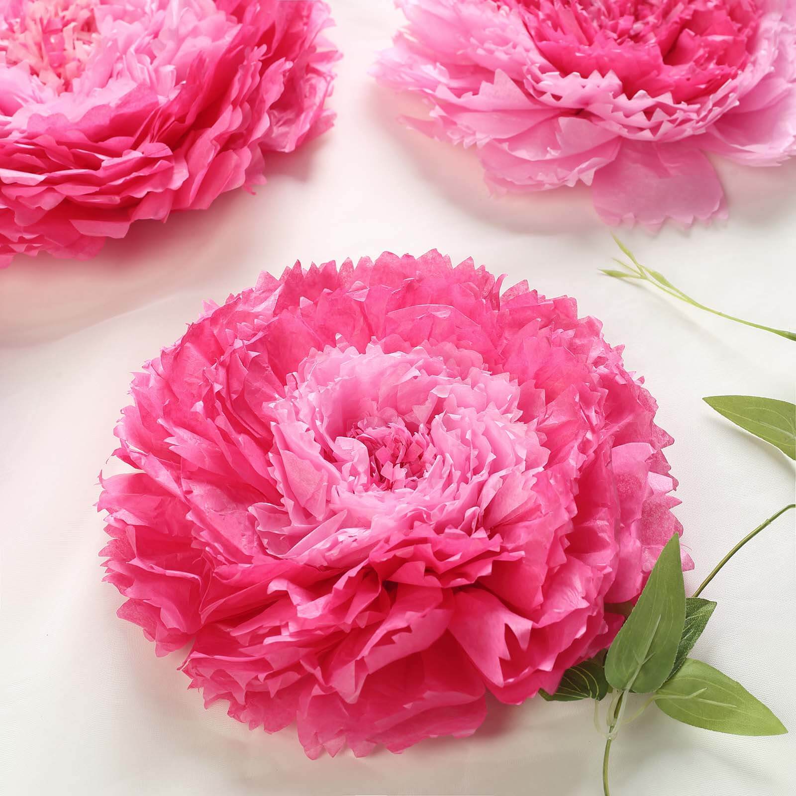 Set of 6 Pink / Fuchsia Carnation 3D Paper Flowers Wall Decor 7