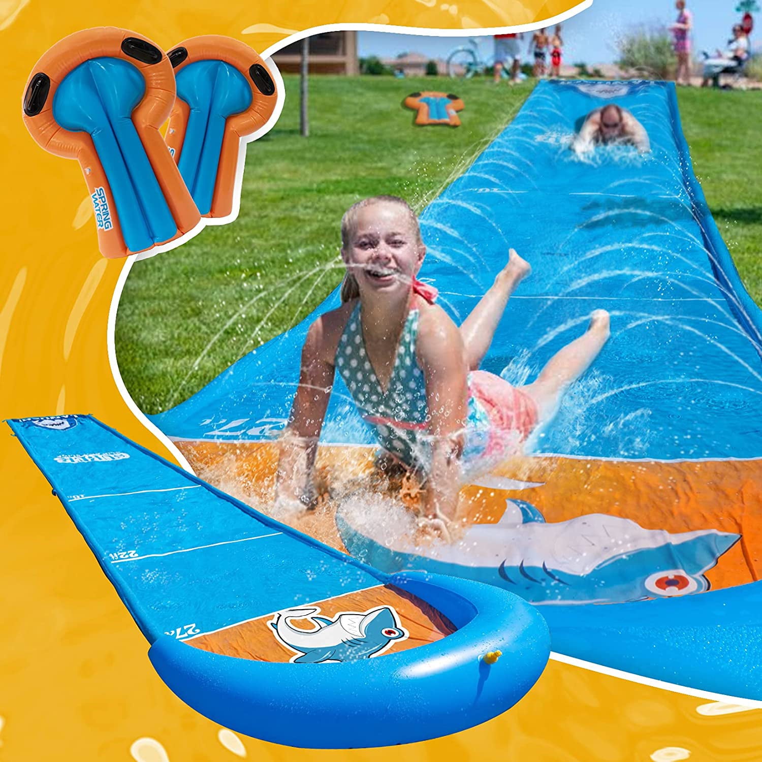 Slip and Slide, Water Slide, 31ft Slip and Slide for Kids and Adults, Include 2 Bodyboards