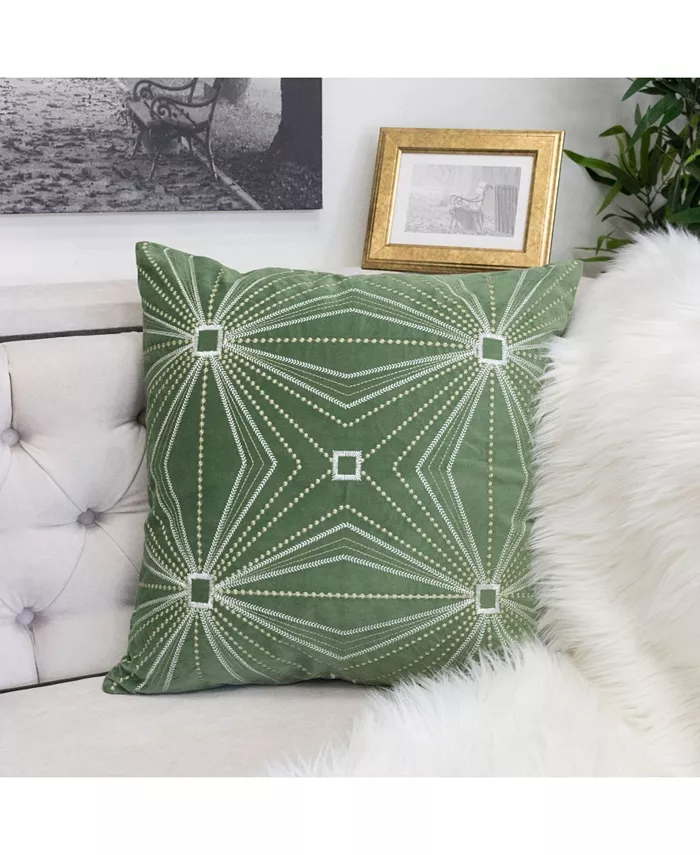 Homey Cozy Claire Olive Velvet Square Decorative Throw Pillow