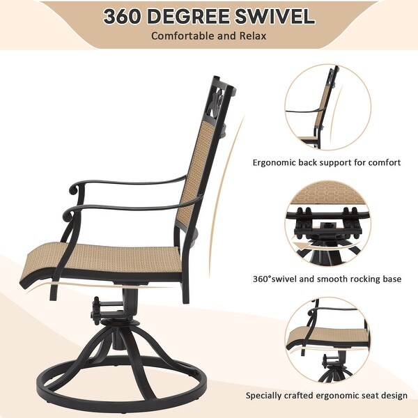 EROMMY Swivel Patio Dining Chairs Set of 2，Outdoor Wicker Aluminum Swivel Chair，Swivel Rocker with AllWeather Aluminum Frame