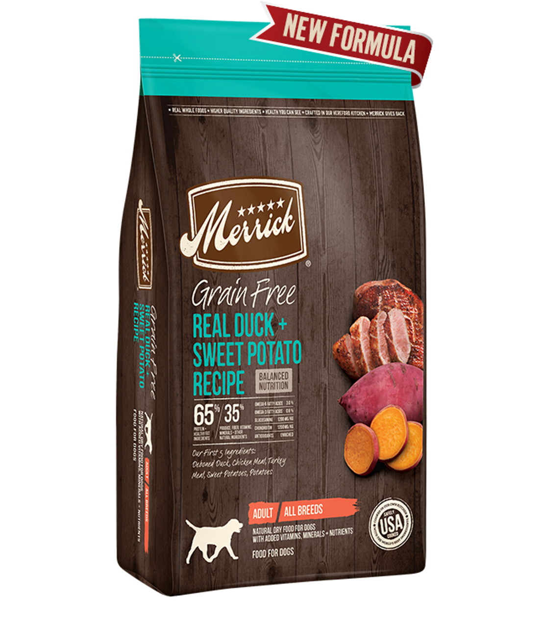 Merrick Grain Free Duck and Sweet Potato Dry Dog Food， 22 Pounds