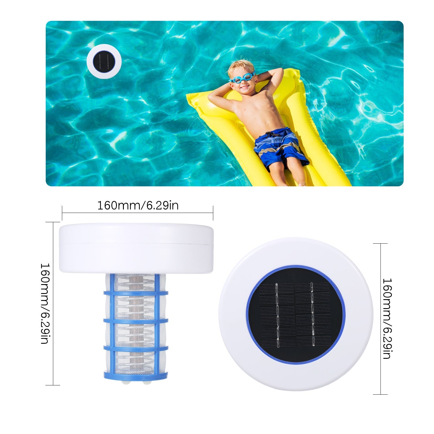 Docooler Solar Power Swimming Pool Purifier Solar Pool-Ionizer Swimming Pool Water Algae Inhibition Chlorine-Free Water Processor