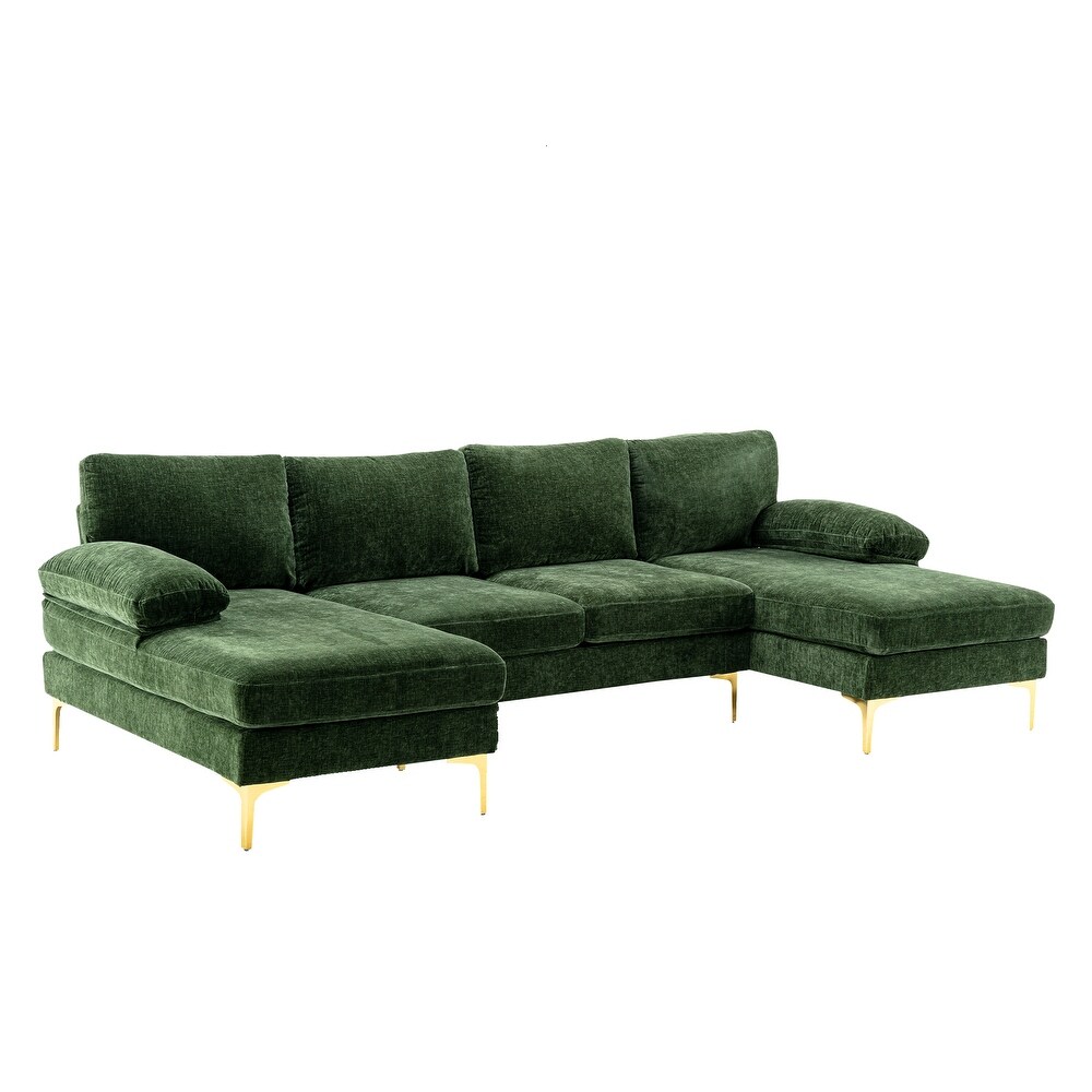 Upholstered Sectional Sofa with Padded Seat and Removable Cushions  Accent Sofa with Metal Legs for Living Room