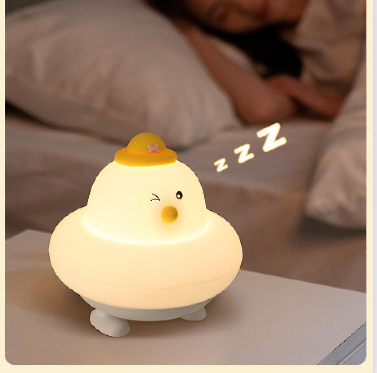 Cute Chicken Silicone Patting Small Night Light Rechargeable Bedroom Bedside Sleep Girl Children Atmosphere Table Lamp