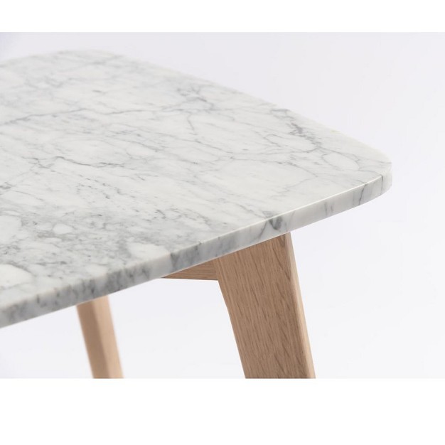 Square Italian Carrara White Marble Side Table