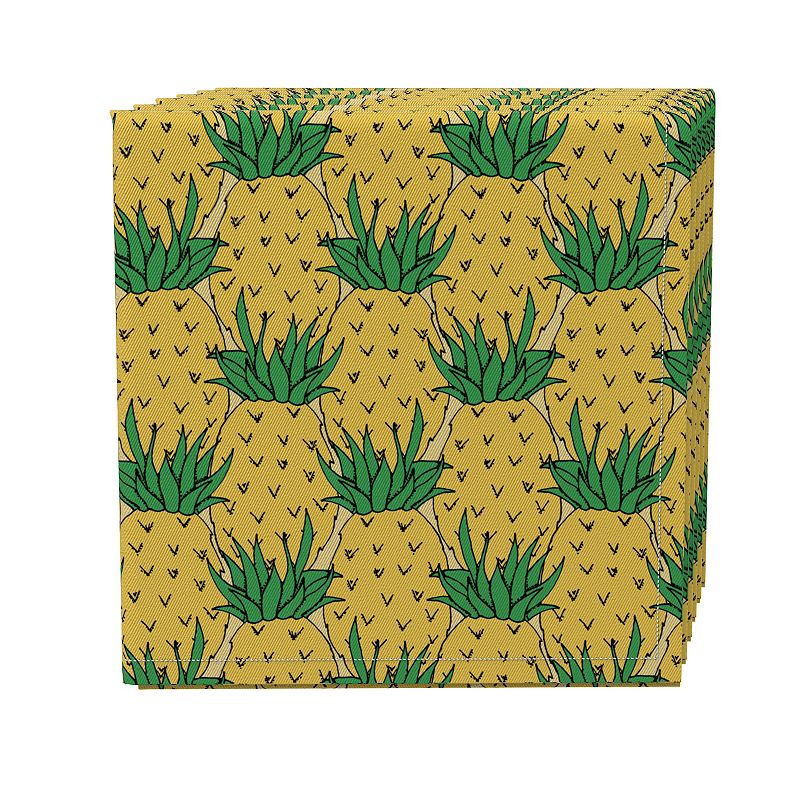 Napkin Set of 4， 100% Cotton， 20x20， Close Up Pineapples