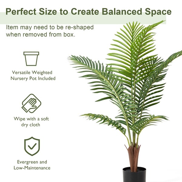 Glitzhome 43H Real Touch Areca Palm Artificial Fronds Tree in Pot