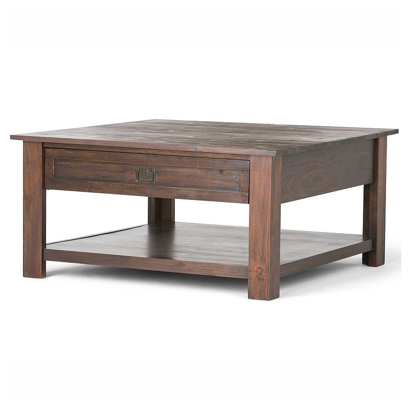 Simpli Home Monroe Solid Acacia Wood Square Coffee Table