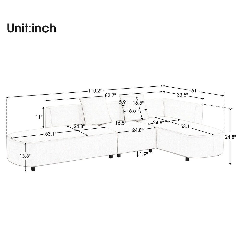 Luxury L Shaped Sectional Sofa with Chaise for Living Room or Apartment