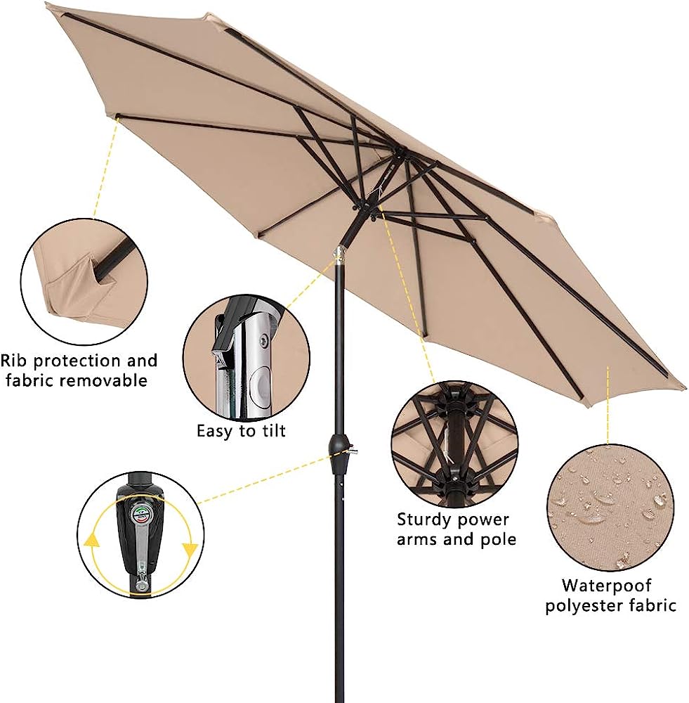 YELROL 9 ft Patio Umbrella  Umbrella Outdoor Patio  Market Table Umbrella  Central Umbrella Folding Sunshade