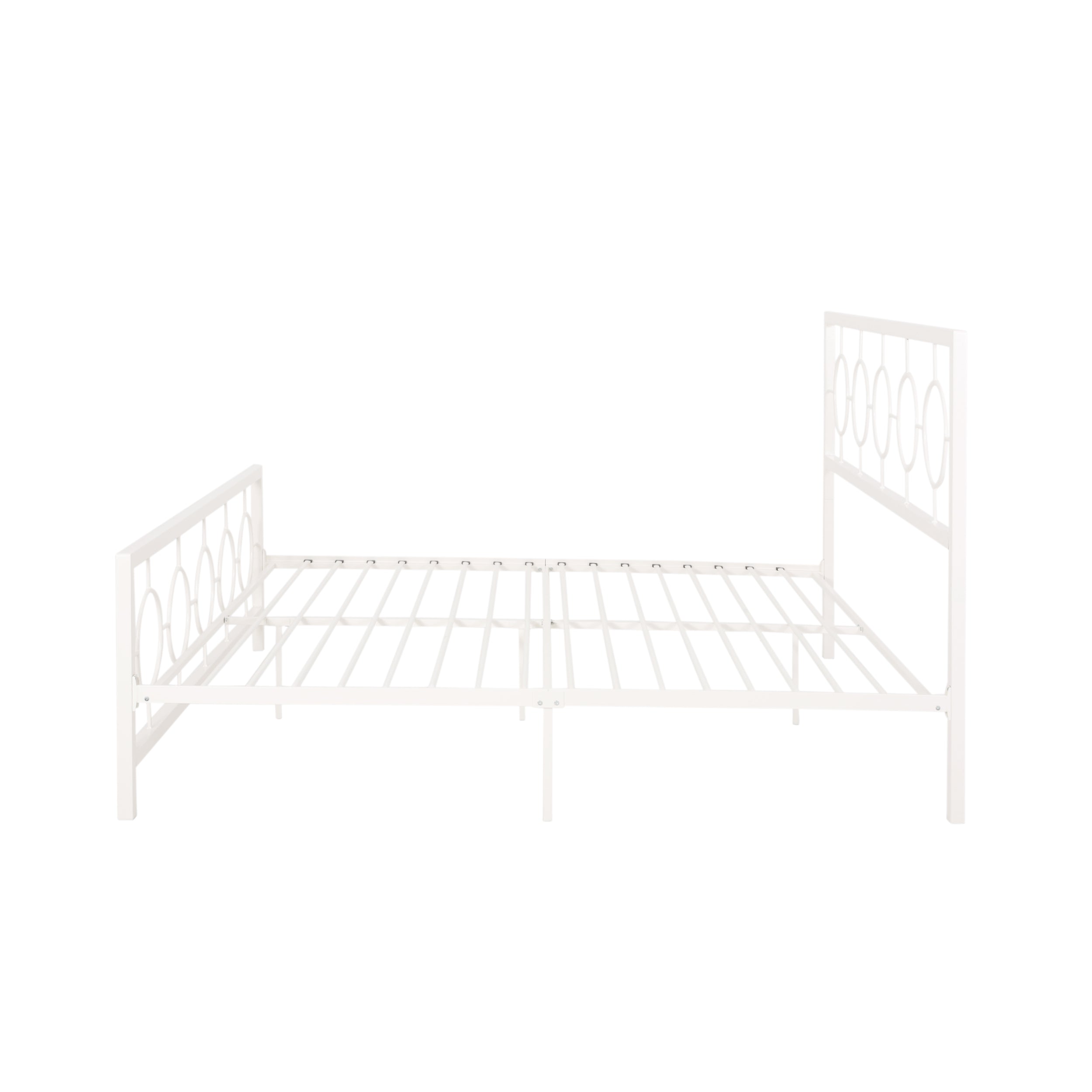 Noble House Ewelina Modern King-Size Iron Geometric Low-Profile Bed Frame, White