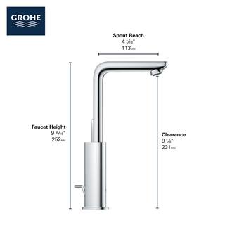 GROHE Lineare Single Hole Single-Handle Large Bathroom Faucet with Drain Assembly in StarLight Chrome 2382500A