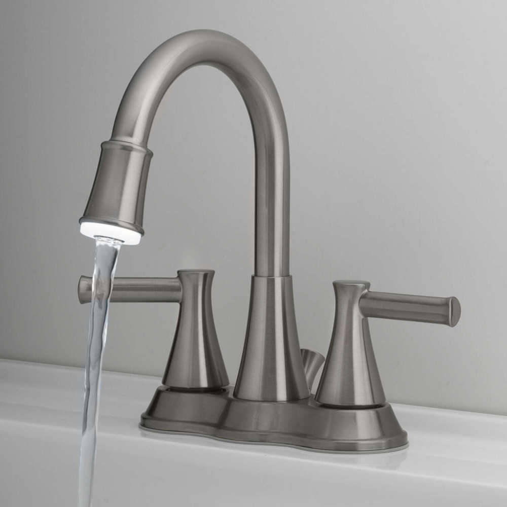 Oakbrook LED Bathroom Sink Faucet Two Handle Brushed Nickel ;