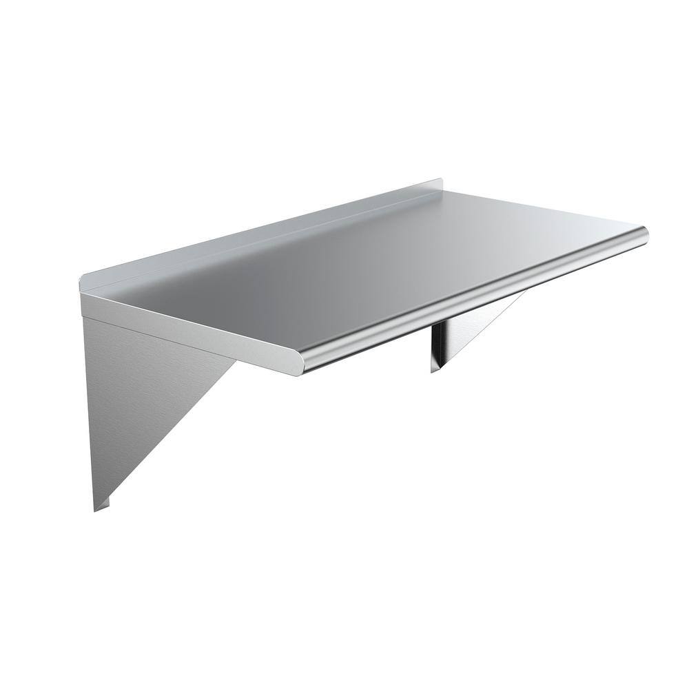 AMGOOD 18 in. x 48 in. Stainless Steel Wall Shelf. Kitchen Restaurant Garage Laundry Utility Room Metal Shelf with Brackets AMG WS-1848