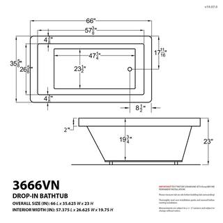 Universal Tubs Sapphire 5.5 ft. Rectangular Drop-in Air Bath Tub in White HD3666VNAR