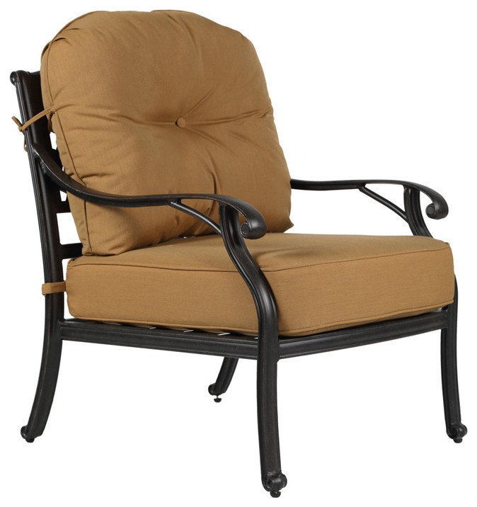 Carlsbad Cast Aluminum Club Chair With Cushion  Set of 2   Traditional   Outdoor Lounge Chairs   by iPatio Furniture  Houzz