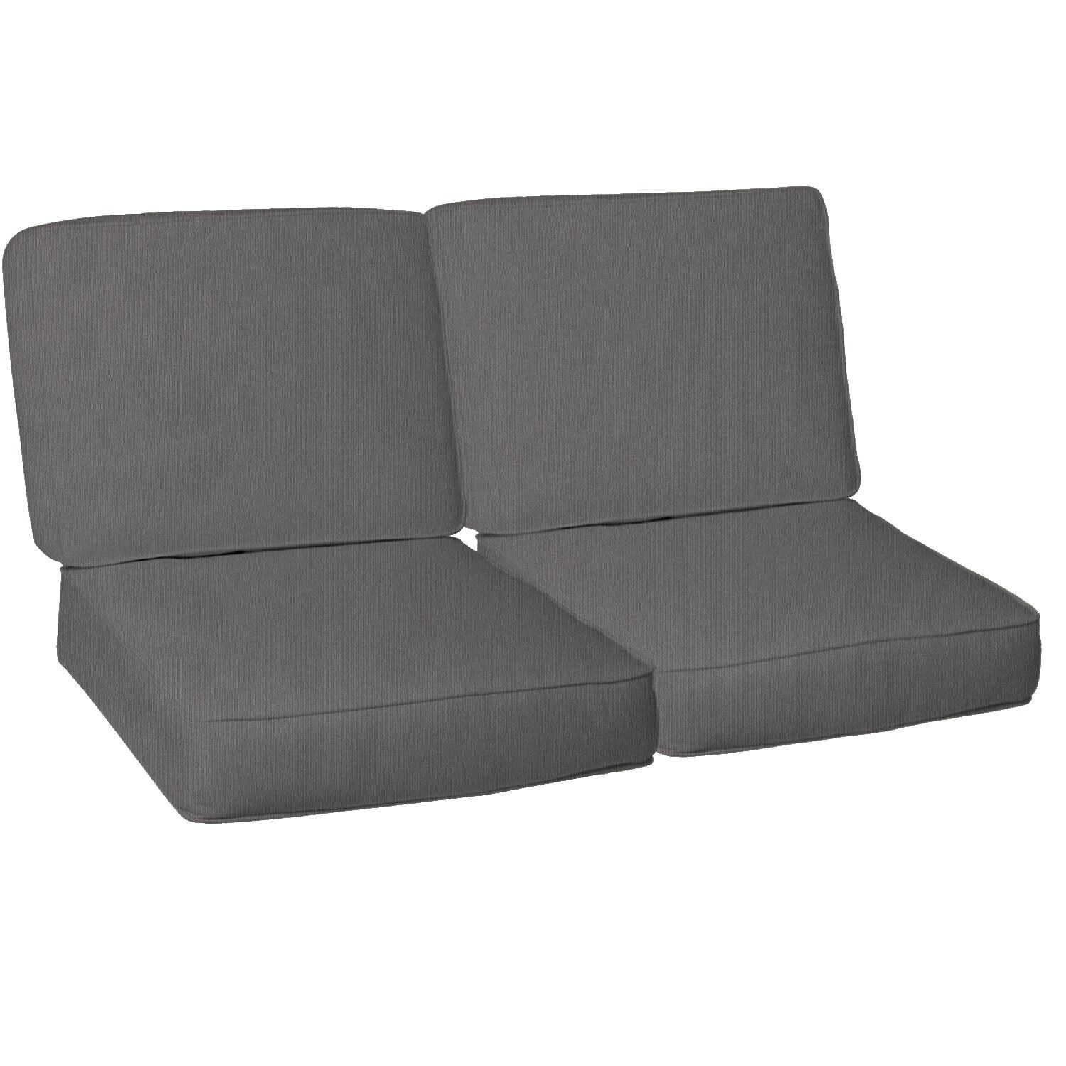 Sunbrella Canvas Charcoal 4 Piece Small Outdoor Replacement Loveseat Cushion Set W/ Piping By Signature