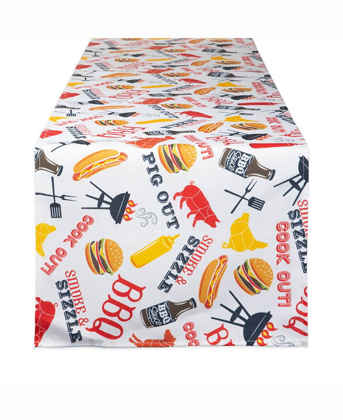 Design Imports BBQ Fun Print Outdoor Table Runner 14 X 72