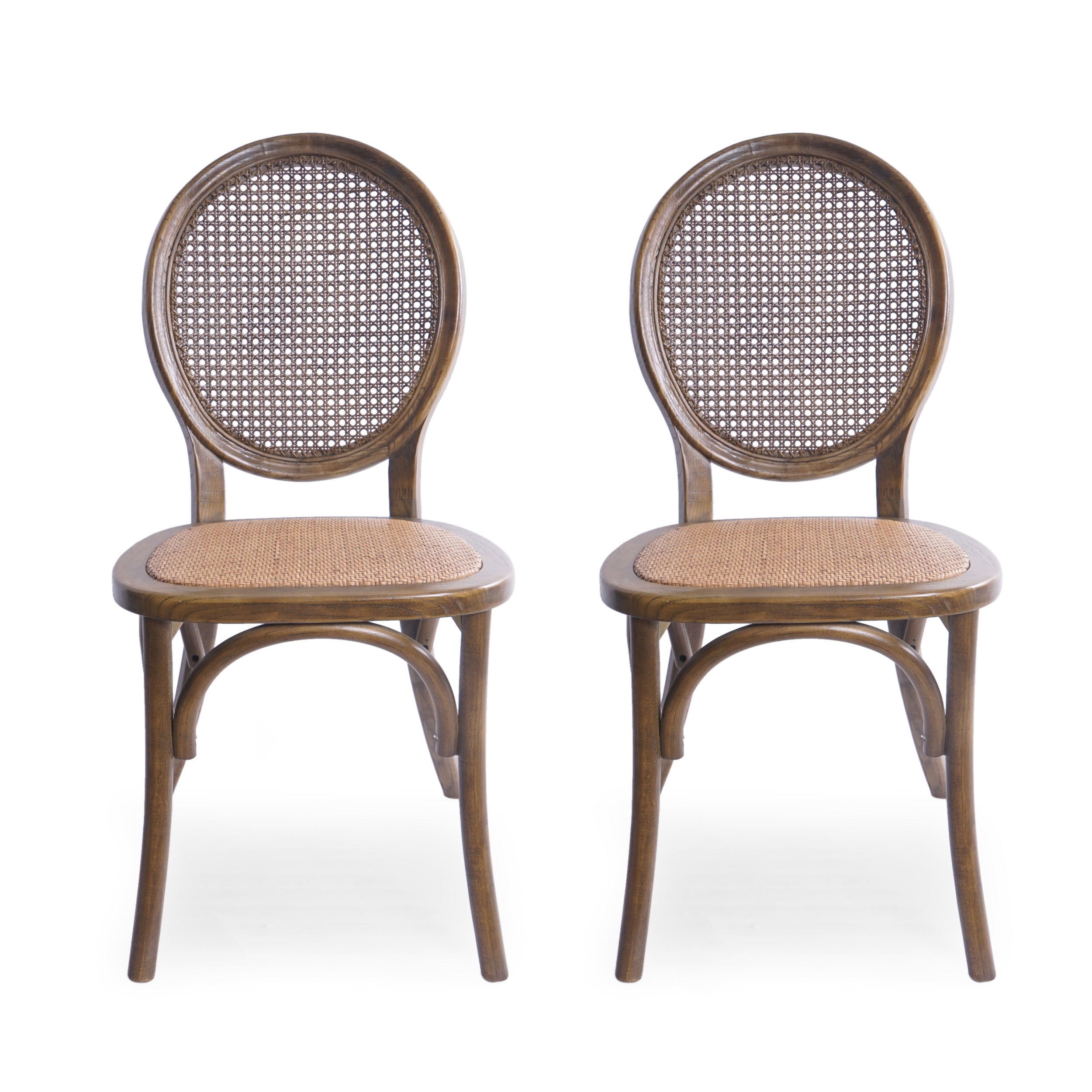 Denni Wooden Cane Back Dining Chair (Set of 2)