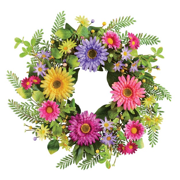 Collections Etc Colorful Spring Gerbera Daisy Floral Wreath