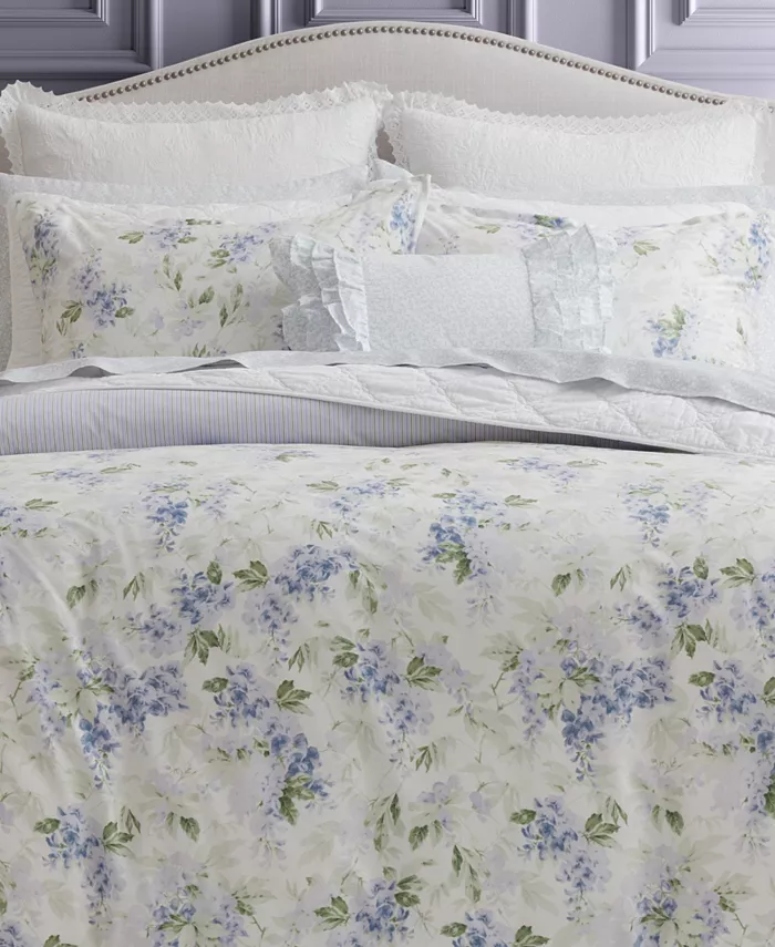 Laura Ashley Wisteria Faux Velour 2 Piece Duvet Cover Set， Twin