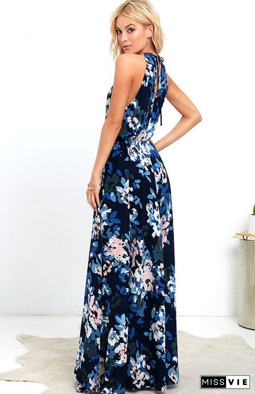 Bohemian Holiday Printed Sleeveless Split Dress